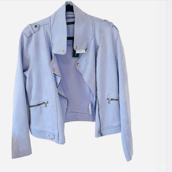 AMANDA GREEN Lavender Bomber Jacket Silver Zip NEW Sz S P - Picture 2 of 8